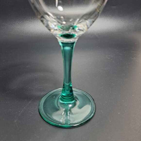 Clear Glass Goblet With Green Stem - Picture 4 of 8